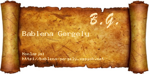 Bablena Gergely névjegykártya